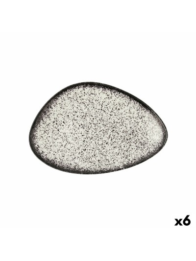 Flat plate Ariane Rock Triangular Ceramic Black Ø 29 cm (6 Units)