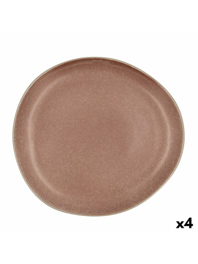 Plato Llano Bidasoa Gio Irregular Cerámica Marrón 26,5 cm (4 Unidades)