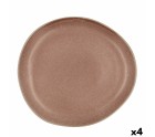 Plato Llano Bidasoa Gio Irregular Cerámica Marrón 26,5 cm (4 Unidades)