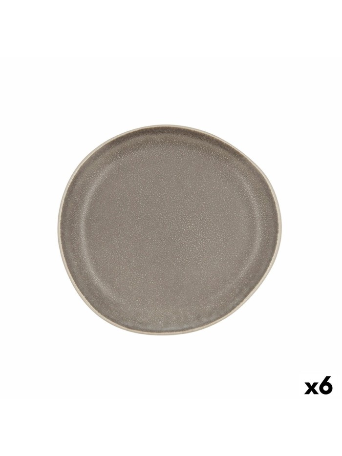 Flat plate Bidasoa Gio Occasional 20 cm Ceramic Grey (6 Units)