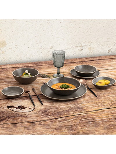 Plato Llano Bidasoa Gio Irregular 20 cm Cerámica Gris (6 Unidades)