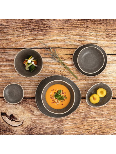 Assiette plate Bidasoa Gio Irrégulier 20 cm Céramique Gris (6 Unités)