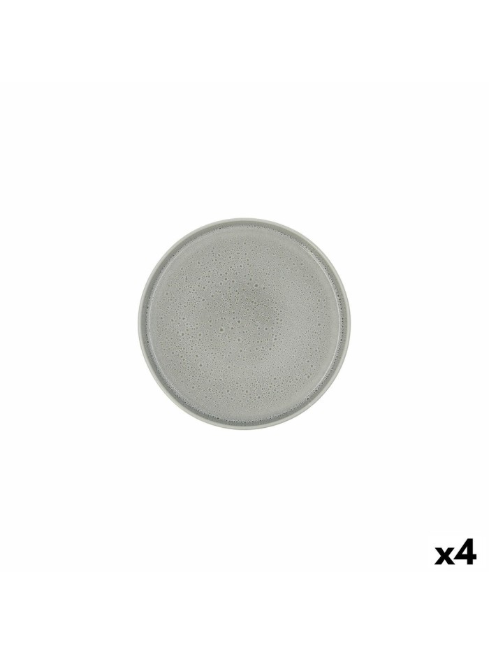 Plato Llano Ariane Porous Cerámica Verde Ø 21 cm (4 Unidades)