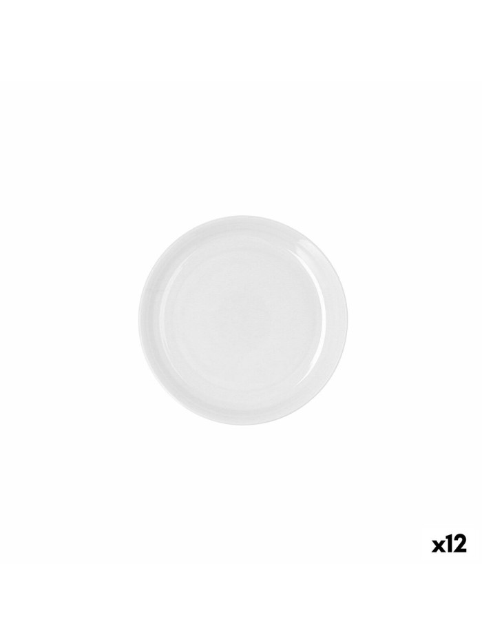 Flat plate Ariane Artisan Ceramic White Ø 21 cm (12 Units)