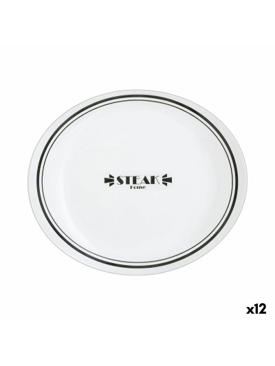 Plato Llano Luminarc Friends Time Bistr Blanco/Negro Vidrio Ø 30 cm Carne (12 Unidades)
