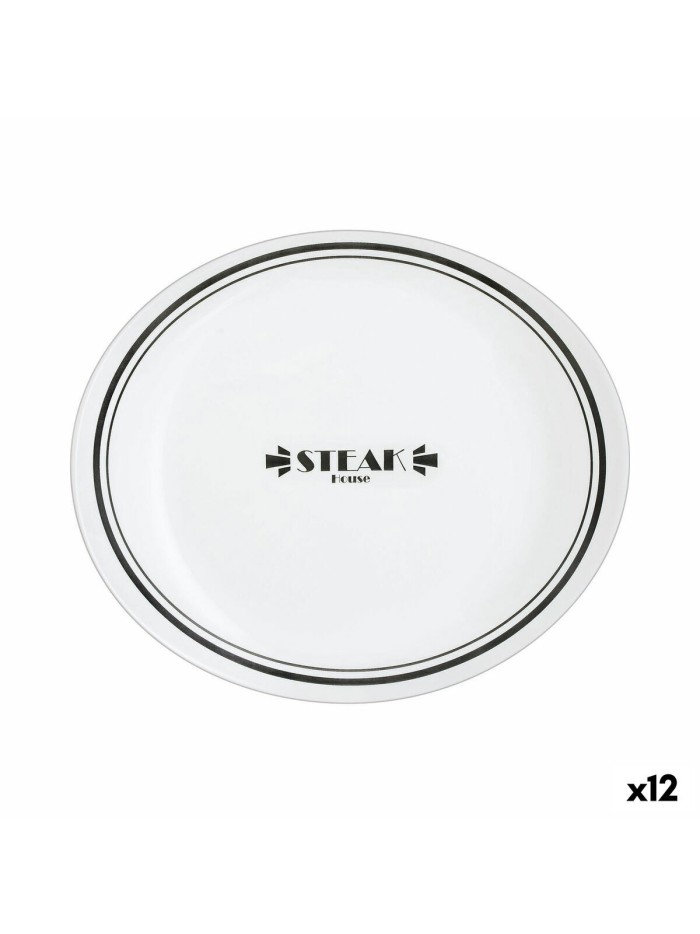 Flat Plate Luminarc Friends Time Bistr White/Black Glass Ø 30 cm Meat (12 Units)
