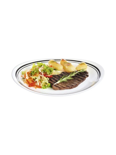 Plato Llano Luminarc Friends Time Bistr Blanco/Negro Vidrio Ø 30 cm Carne (12 Unidades)