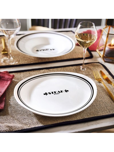 Plato Llano Luminarc Friends Time Bistr Blanco/Negro Vidrio Ø 30 cm Carne (12 Unidades)