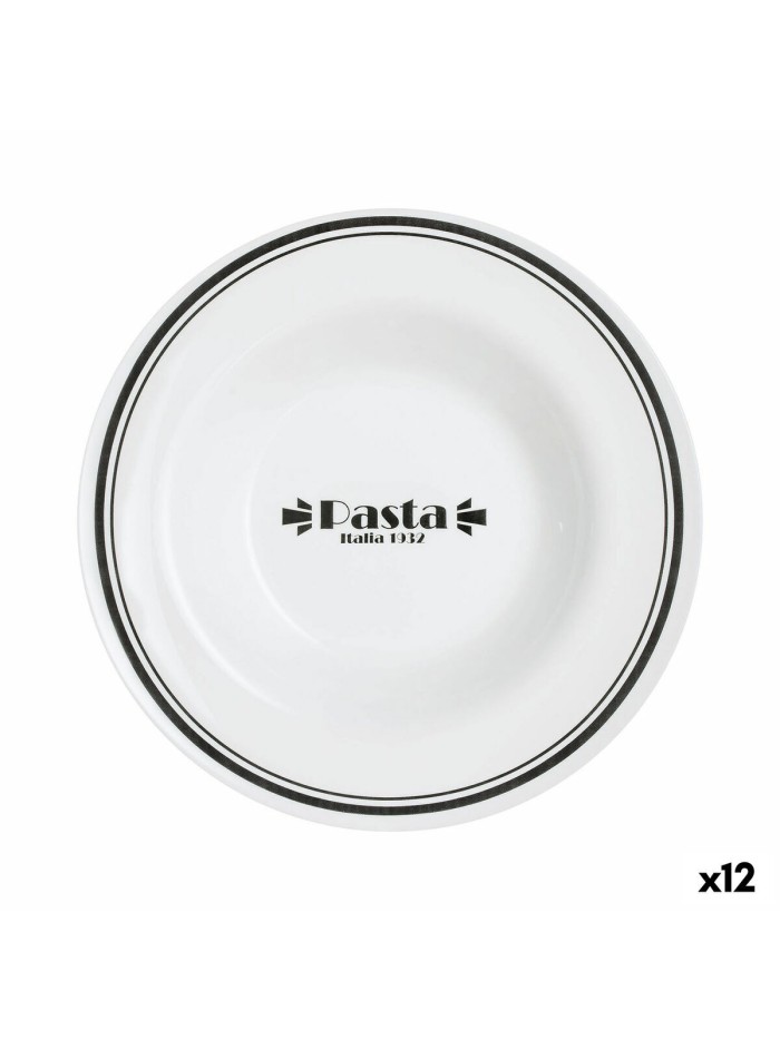 Plato para Pasta Luminarc Friends Time Bistro Blanco/Negro Vidrio 28,5 cm (12 Unidades)