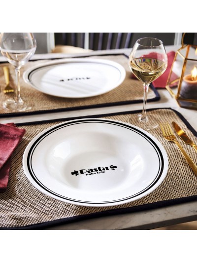 Plato para Pasta Luminarc Friends Time Bistro Blanco/Negro Vidrio 28,5 cm (12 Unidades)