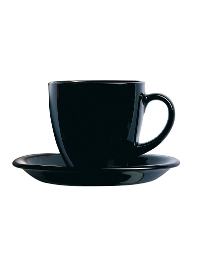 Lot de tasses avec soucoupes Luminarc Carine Noir verre 22 cm (12 Pièces)