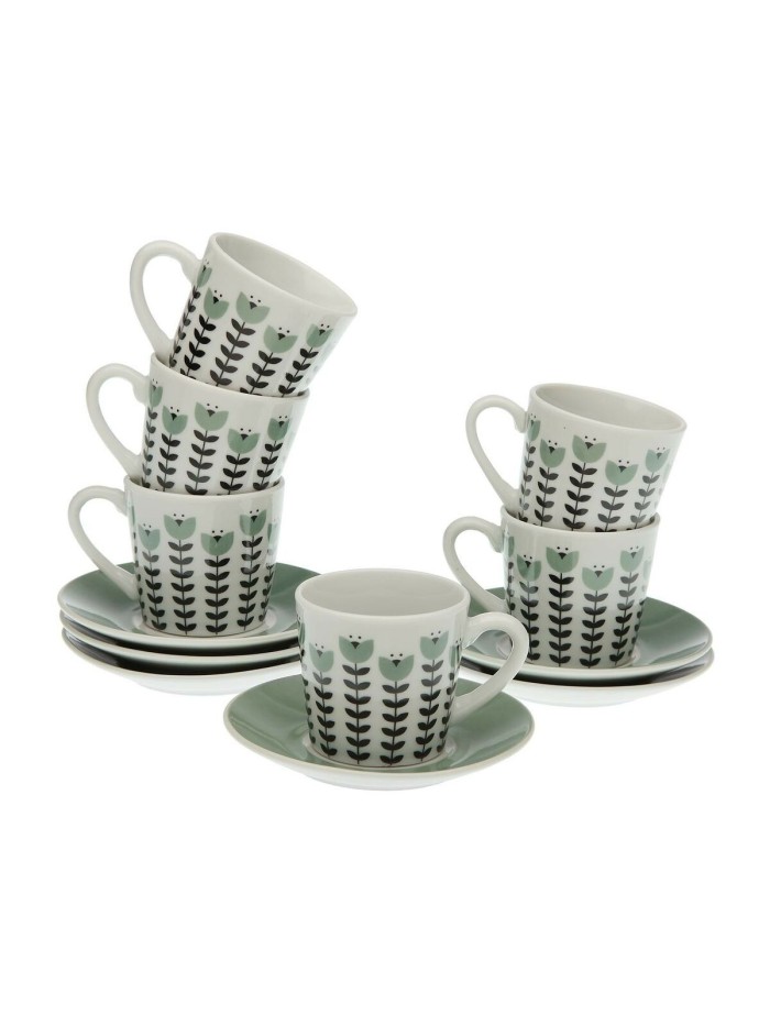 Juego de 6 Tazas con Plato Versa Erna Porcelana