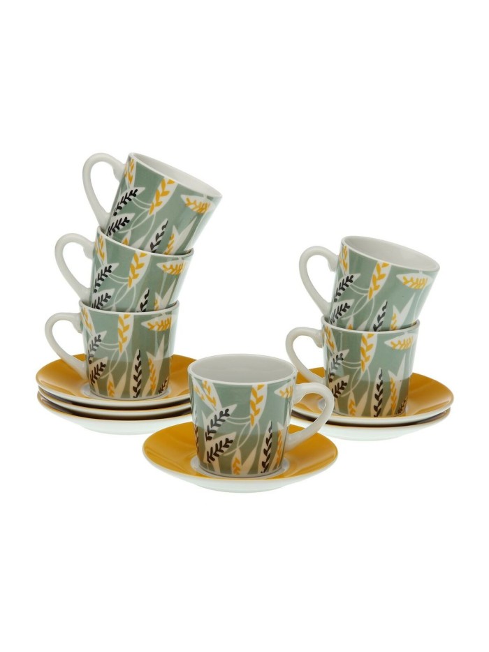 Juego de 6 Tazas con Plato Versa Elora Porcelana