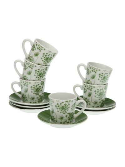 Juego de 6 Tazas con Plato Versa Amanda 90 ml Multicolor Porcelana