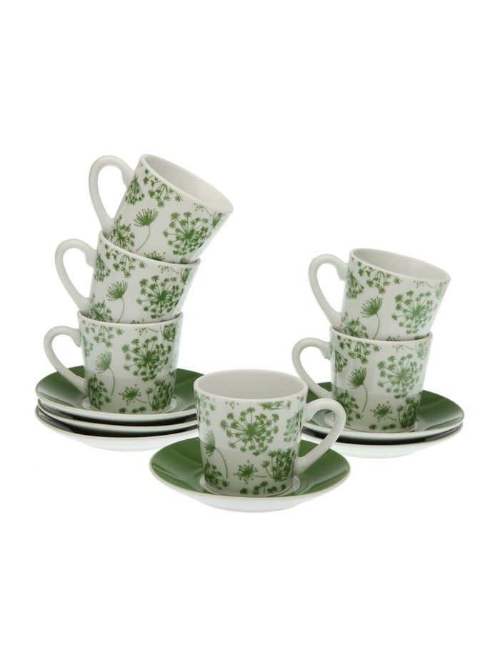 Set of 6 Cups with Plate Versa Amanda 90 ml Multicolour Porcelain