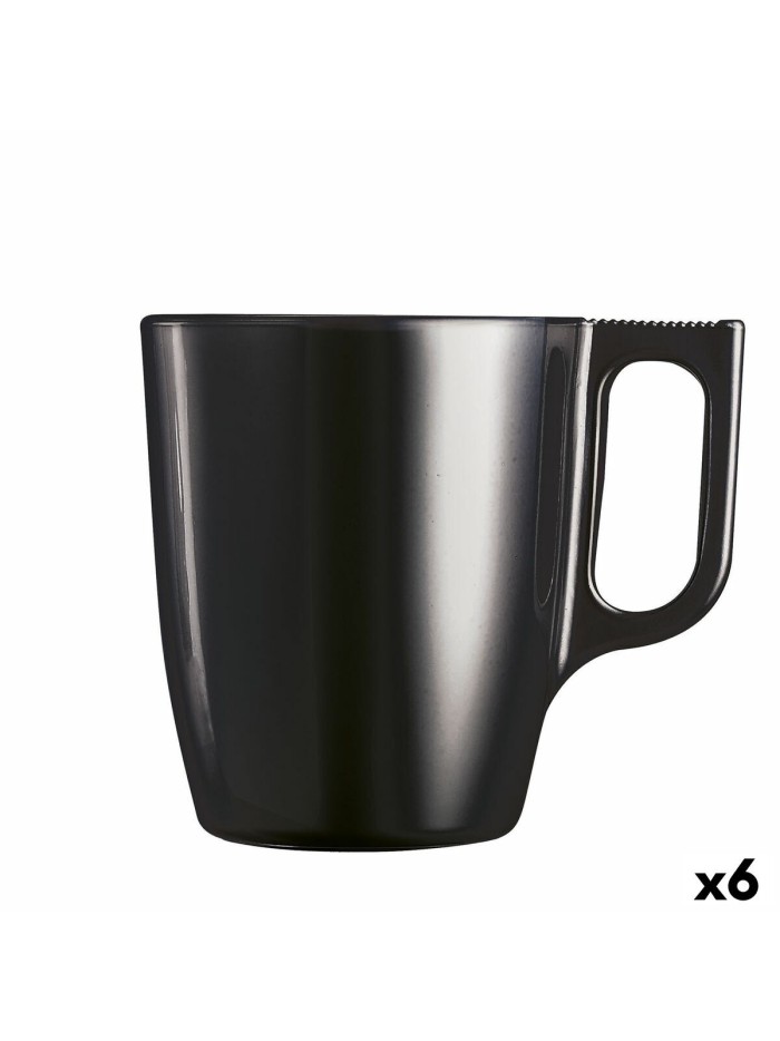 Mug Luminarc Flashy Black 250 ml Glass (6 Units)