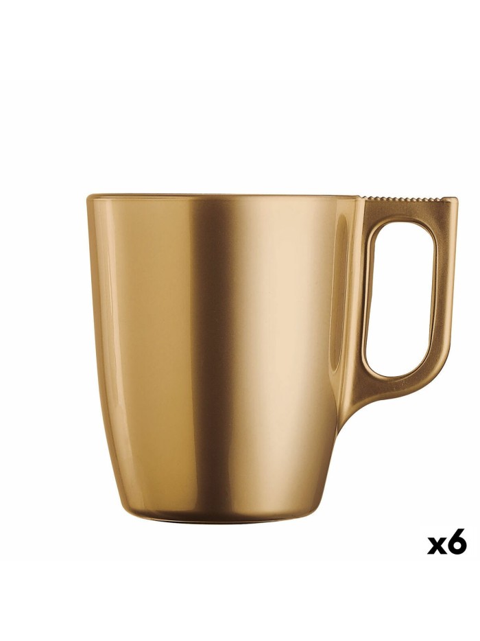 Taza Mug Luminarc Flashy Dorado Vidrio 250 ml (6 Unidades)