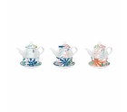 DKD Home Decor Teapot Set Glass & Porcelain Blue/Green (3 Pieces)