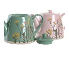 Tetera DKD Home Decor Rosa Verde Gres (2 Unidades)