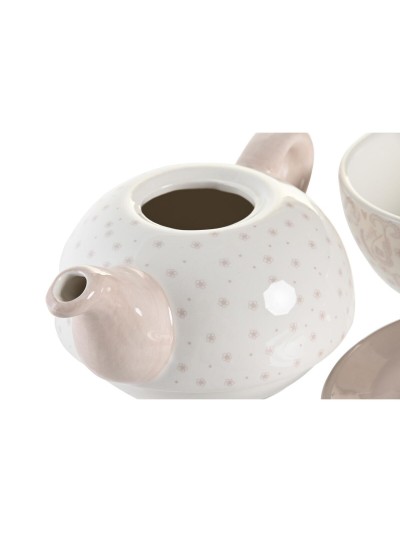 Tea Set DKD Home Decor Blue Pink Yellow 750 ml Dolomite (3 Units)