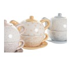 Tea Set DKD Home Decor Blue Pink Yellow 750 ml Dolomite (3 Units)