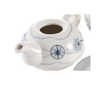 Juego de Tetera DKD Home Decor Azul Blanco 750 ml Dolomita (3 Unidades)