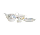 Juego de Tetera DKD Home Decor Porcelana Azul Terracota Blanco Amarillo (3 Unidades)
