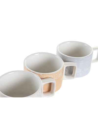 Piece Coffee Cup Set DKD Home Decor Yellow Blue White Red Metal Bamboo Dolomite 260 ml 4 Pieces