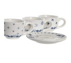 Juego de Tazas con Platos DKD Home Decor Azul Blanco Metal Dolomita 180 ml 20 x 18 x 20 cm