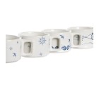 Piece Coffee Cup Set DKD Home Decor Blue White Metal Dolomite 260 ml 4 Pieces