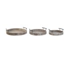 Set of trays DKD Home Decor White Black Natural Metal Mango wood 46 x 46 x 10 cm