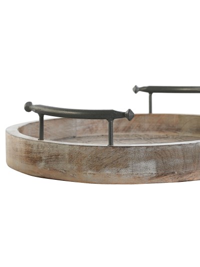 Set of trays DKD Home Decor White Black Natural Metal Mango wood 46 x 46 x 10 cm