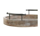 Juego de Bandejas DKD Home Decor Blanco Negro Natural Metal Madera de mango 46 x 46 x 10 cm