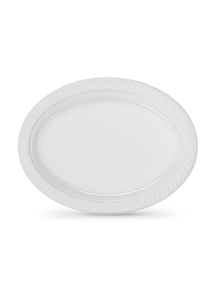 Set of reusable plates Algon White 27 x 21 cm Plastic Oval 6 Units