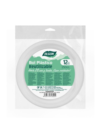 Set de cuencos reutilizables Algon Redondo Blanco 250 ml 12 x 12 x 5 cm Plástico 12 Unidades