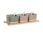 Ensemble à apértif DKD Home Decor 29 x 11,5 x 1,5 cm Porcelaine Multicouleur Bambou Scandinave