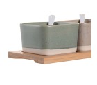 Ensemble à apértif DKD Home Decor 29 x 11,5 x 1,5 cm Porcelaine Multicouleur Bambou Scandinave