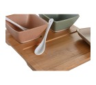 Set de Aperitivo DKD Home Decor 24 x 23,5 x 1,5 cm Porcelana Multicolor Bambú 6 Piezas Escandinavo