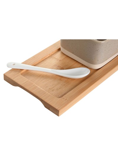 Set de Aperitivo DKD Home Decor 29 x 11,5 x 1,5 cm Porcelana Multicolor Bambú Escandinavo