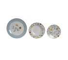 Vajilla DKD Home Decor Azul Blanco Porcelana Floral 27 x 27 x 3 cm 18 Piezas