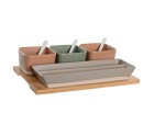 Set de Aperitivo DKD Home Decor 26 x 9 x 4 cm Porcelana Multicolor Bambú 8 Piezas Escandinavo