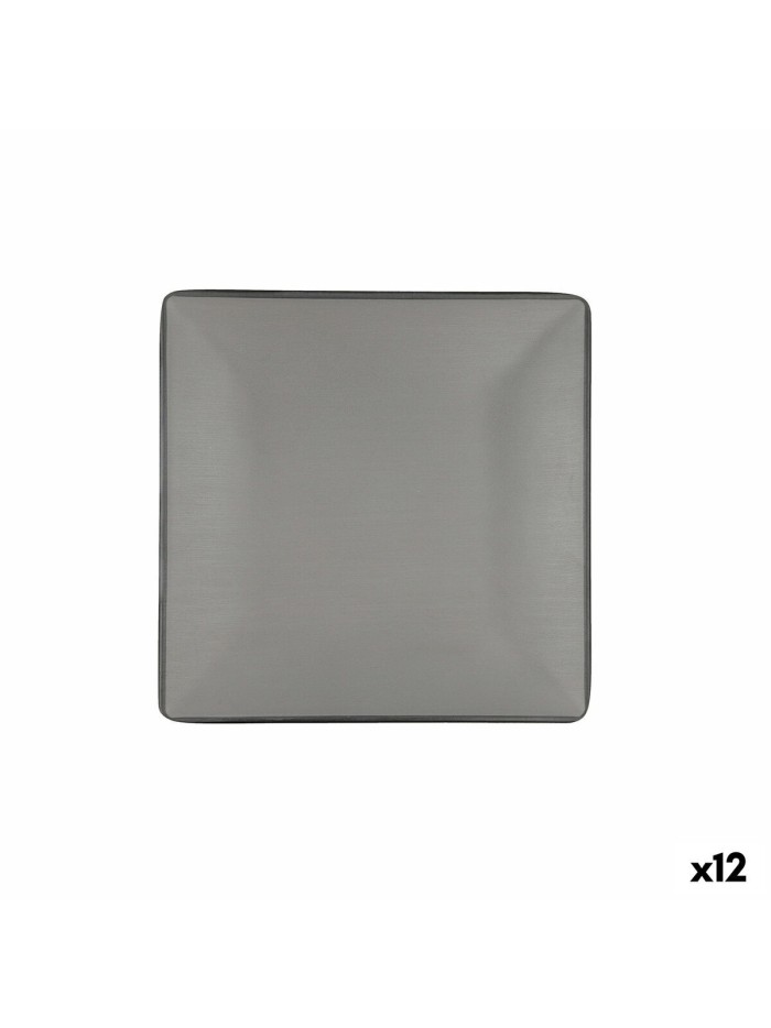 Flat Plate Bidasoa Gio Grey Plastic 21,5 x 21,5 cm (12 Units)