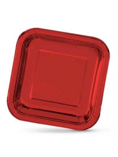 Set de Platos Algon Cuadrado Cartón Desechables 23 x 23 x 1,5 cm Rojo 10 Unidades
