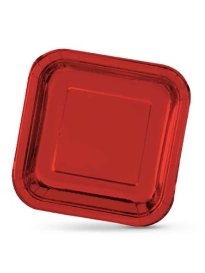 Set de Platos Algon Cuadrado Cartón Desechables 23 x 23 x 1,5 cm Rojo 10 Unidades