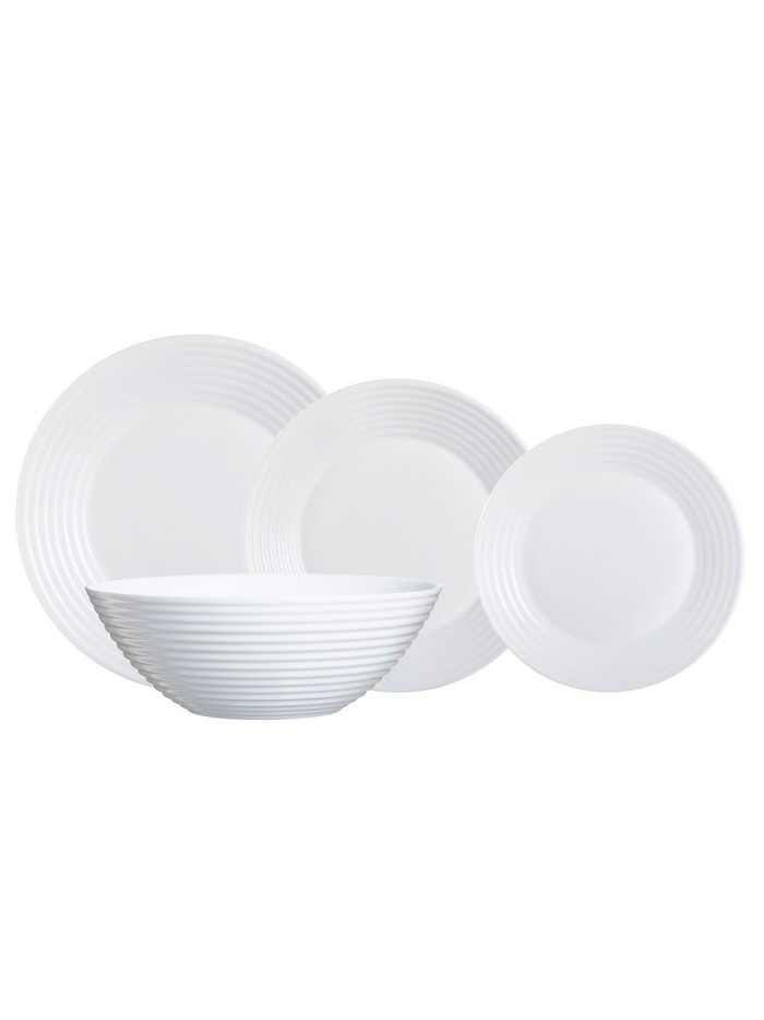 Dinnerware Set Luminarc Harena White Glass 19 Pieces