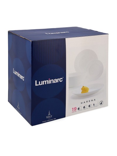Dinnerware Set Luminarc Harena White Glass 19 Pieces