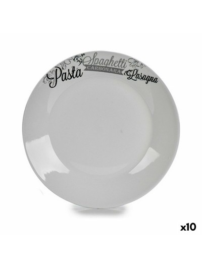 Assiette plate Ø 24,4 cm Noir Blanc Porcelaine Pâtes (10 Unités)