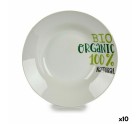 Deep Plate Organic White Green Ø 20,6 cm Porcelain (10Units)