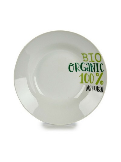 Deep Plate Organic White Green Ø 20,6 cm Porcelain (10Units)