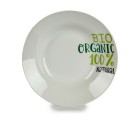 Deep Plate Organic White Green Ø 20,6 cm Porcelain (10Units)